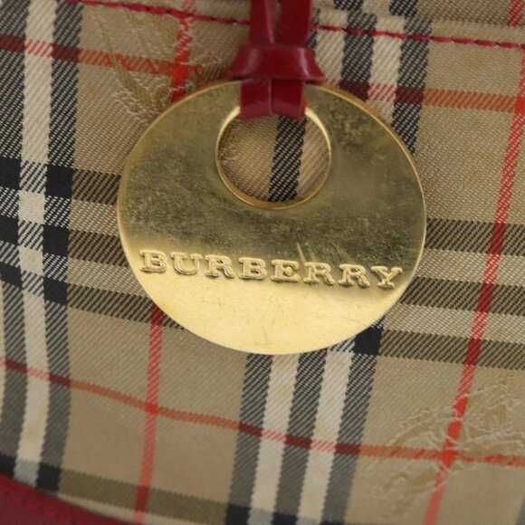 BURBERRY Nova Check Hand Bag Canvas Beige Red - Picture 10 of 16